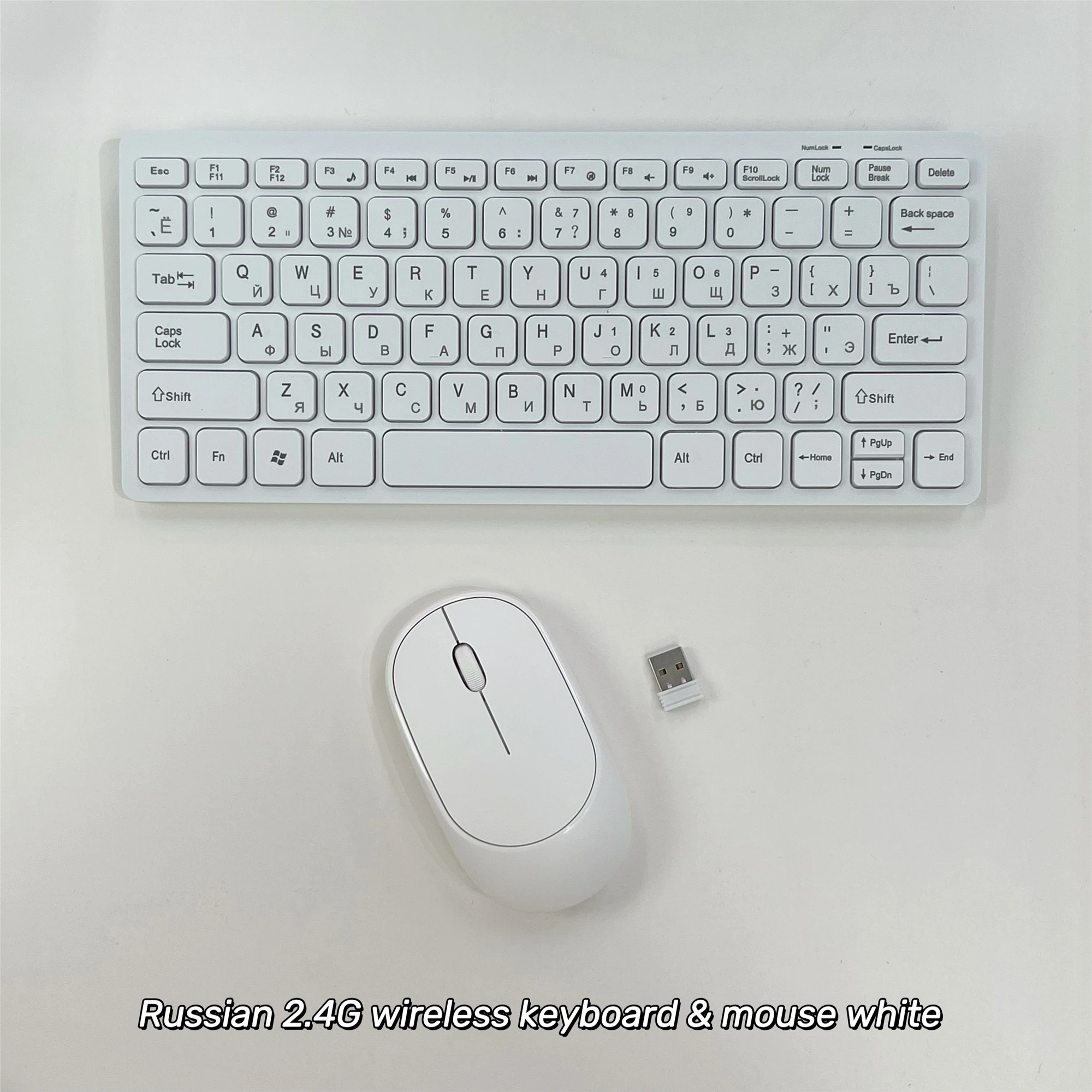 مجموعة لوحة مفاتيح وماوس لاسلكية 2.4G روسية محمولة...