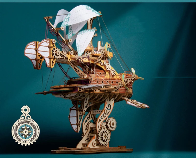 Completed 3D Wooden Spaceship Puzzle Display Model