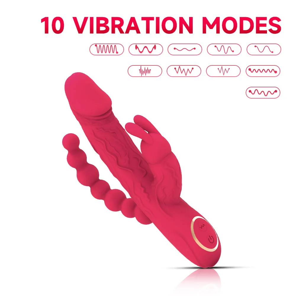 Rabbit Vibrator Clitoris Stimulator 3 in 1 G-Spot Dildo Penis Anal Double Penetration Female Masturbator Sex Toys for Woman 18+
