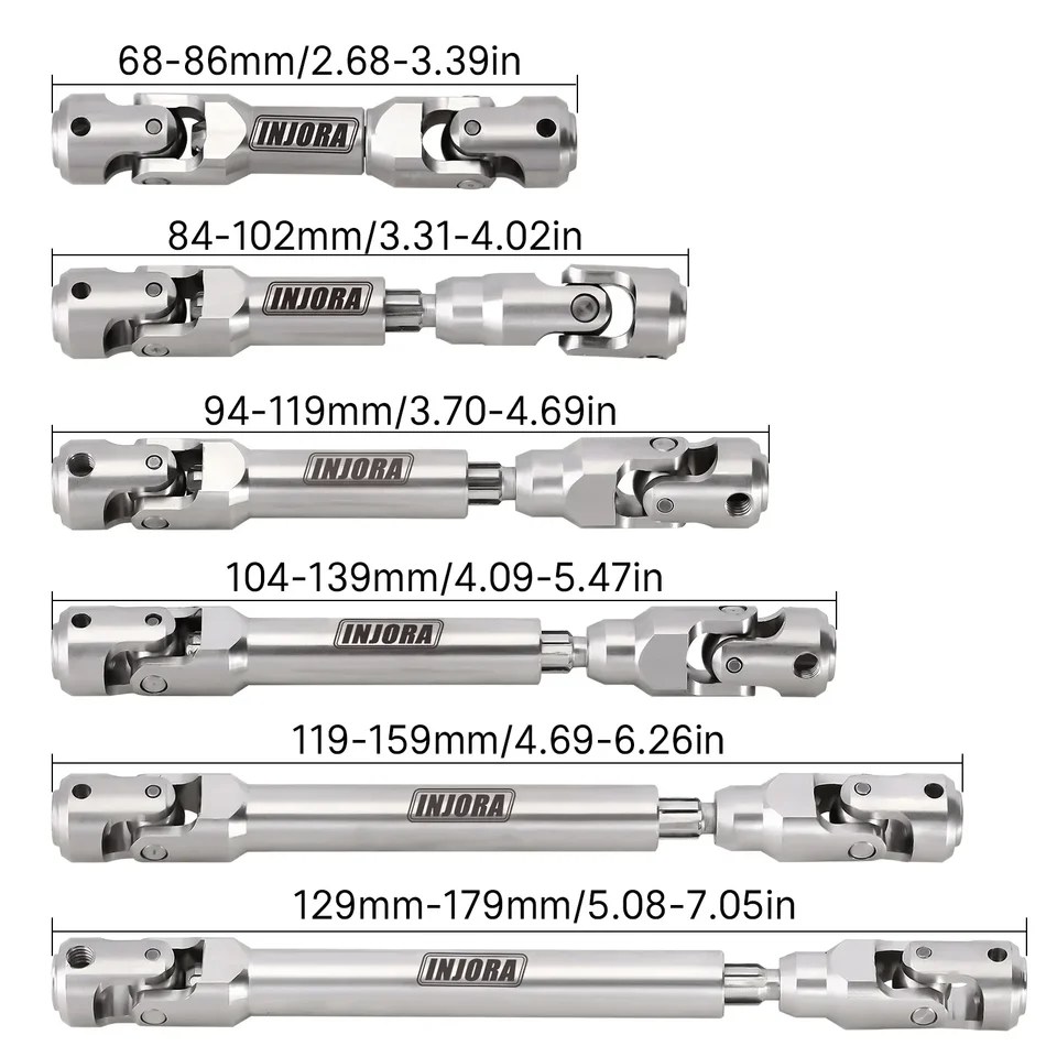 Albero Di Trasmissione Universale In Acciaio Inox Per RC Crawler 1/10 - Regolabile Da 135 A 205 Mm Per Axial SCX10, TRX4