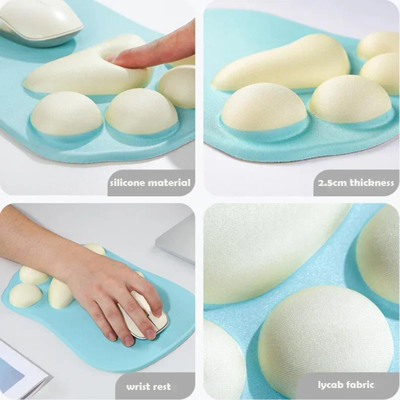 컴퓨터 메모리 디자인 실리콘 오거나이저 폼 노트북 발 쿠션 패드, 귀여운 레스트 테일 마우스 고양이 매트, 사무실 손목 패드