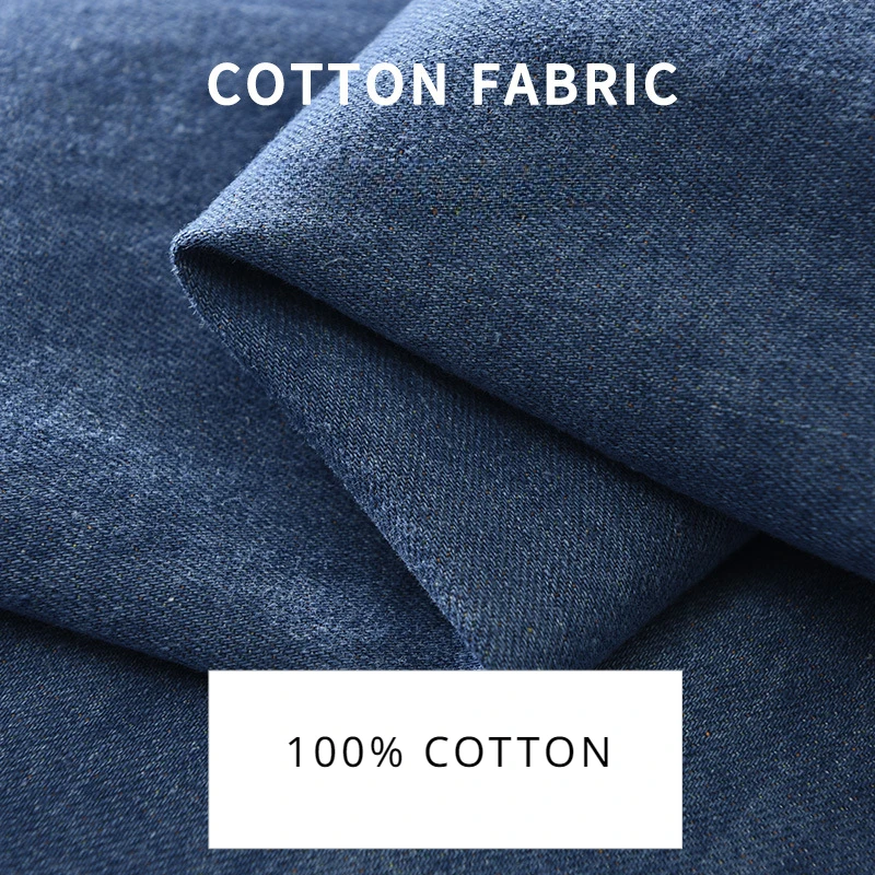 Denim Cotton Long Sleeve Shirts for Men Clothing Casual Turn-down Collar Soft White Shirt