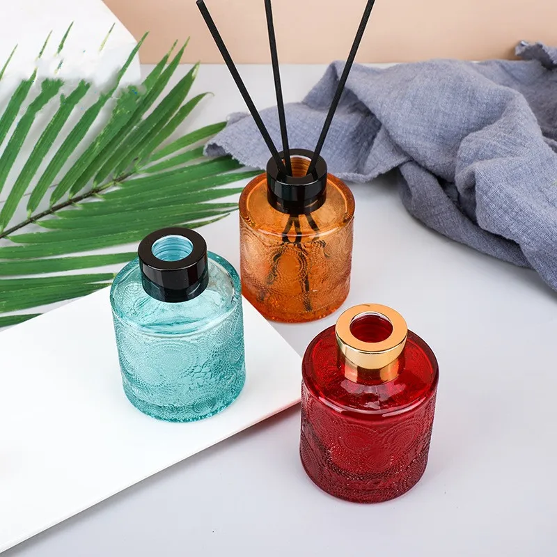 Aromatherapy Glass Bottle, Reed Diffuser Bottle, Color Engraved Perfume Fire-free Rattan, Living Room Decor, 100ml