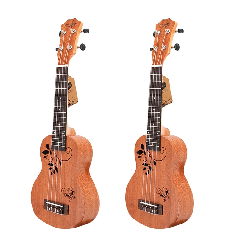 

2X Ukulele 21 Inch Ukeleles Four String Wooden Beginner Ukulele Classical Instrument For Kids Beginners Students
