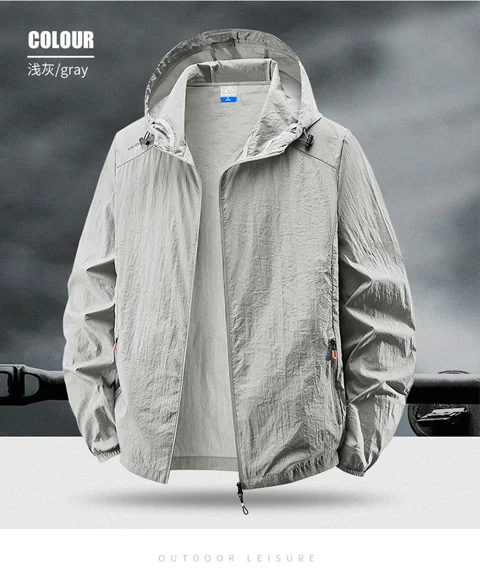 Jacket Mens Spring autumn New men sun protection coat jacket Solid color hooded Jackets casual coat Men's business coats 2318