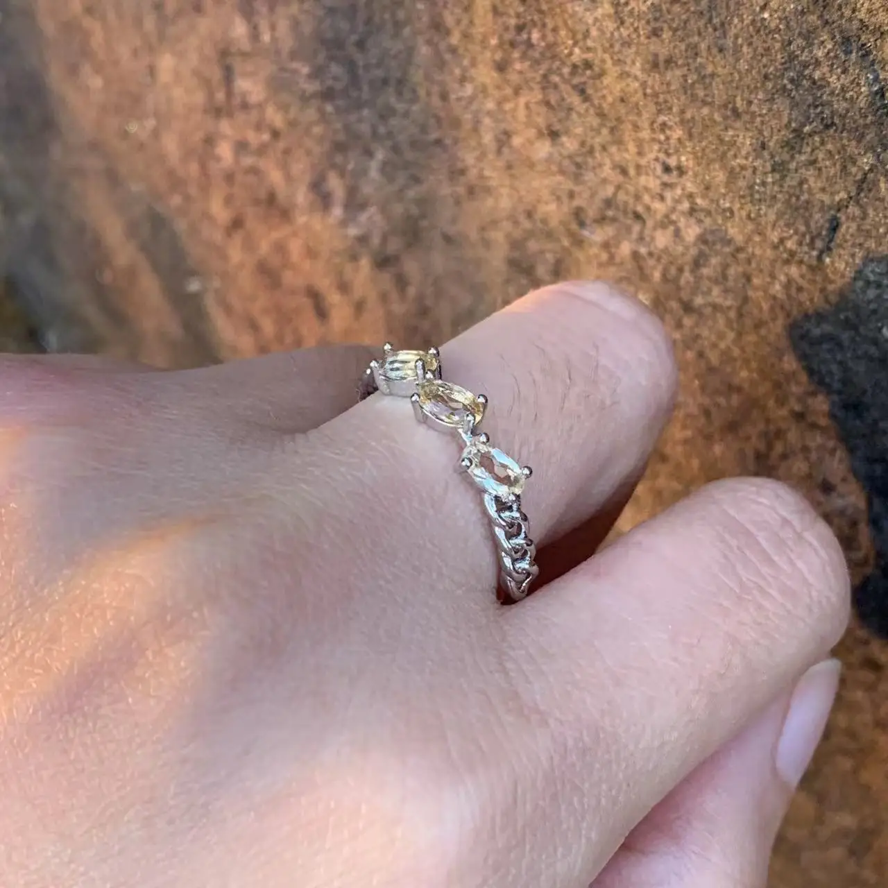 3MM Natural Citrine Ring Adjustable Female Ring Jewelry for Women Gift Wholesale High Quality Vintage Fine