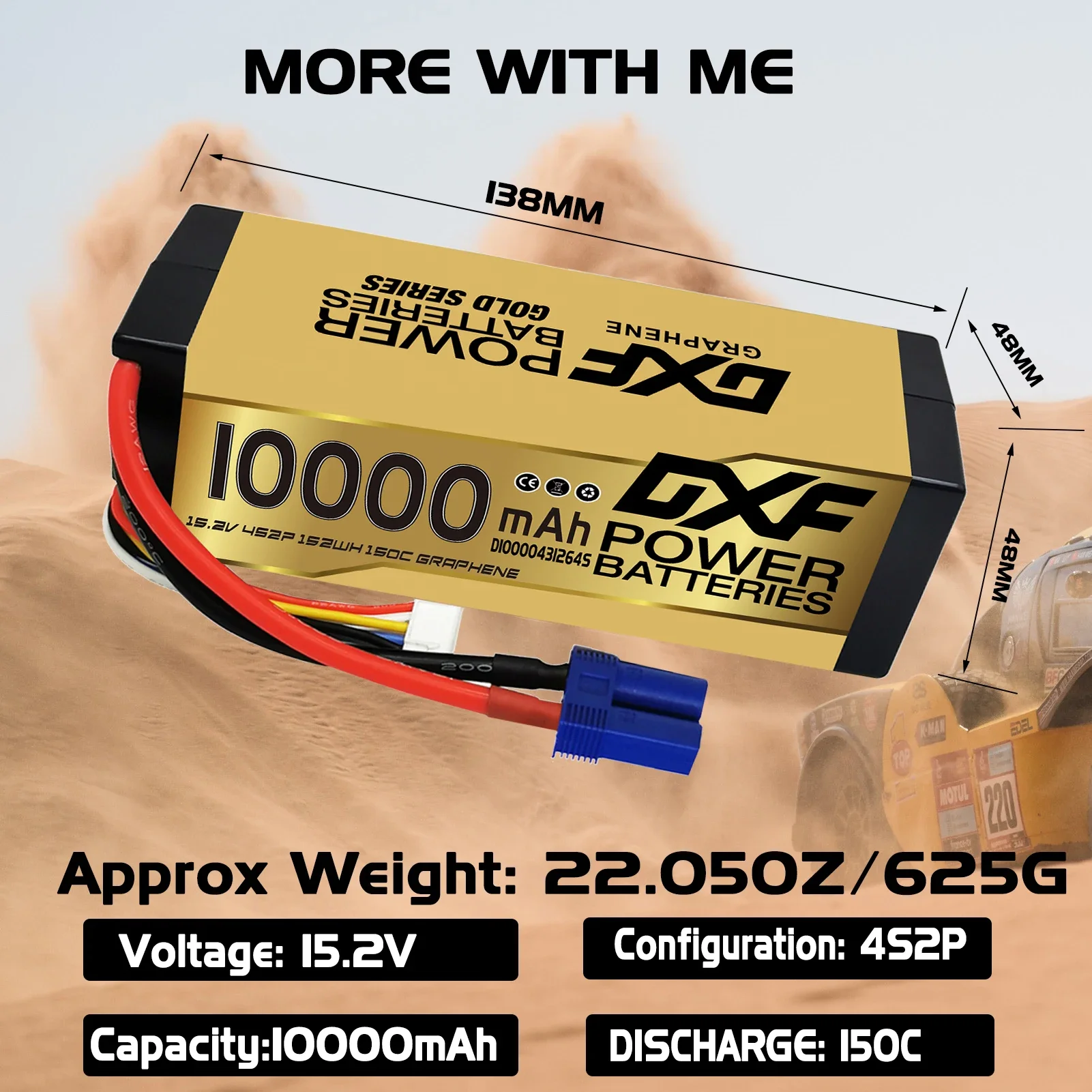 Lot de 4 batteries drone 4S 10000mAh XT90/EC5 empilées, prêtes pour l'expédition.