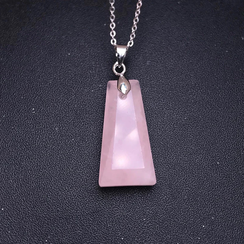 Elegant Natural Amethyst Pendant Gemstone Rose Quartz 13*25mm Necklace Handmade Jewelry for Women Party Gift
