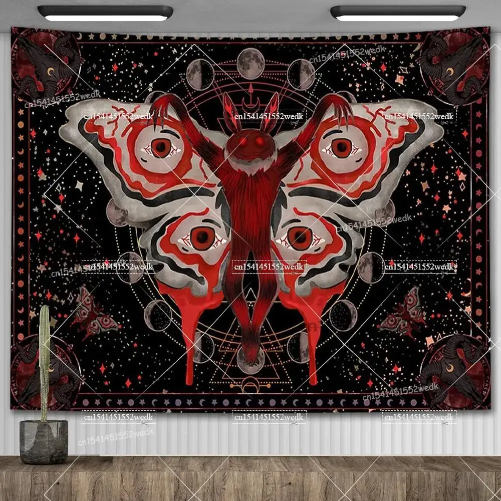 Mothman Tapestry Skull Gothic Room Decor Aesthetic Black Red Mandala Sun  And Moon Tapestrys For Living Room Wall Art Posters - AliExpress, image size:1000x1000