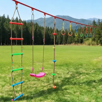 Children's Outdoor Gymnastics Rings Climbing Short Rope Horizontal Bar Children's Grip Strength Training Children's Fitness Toys