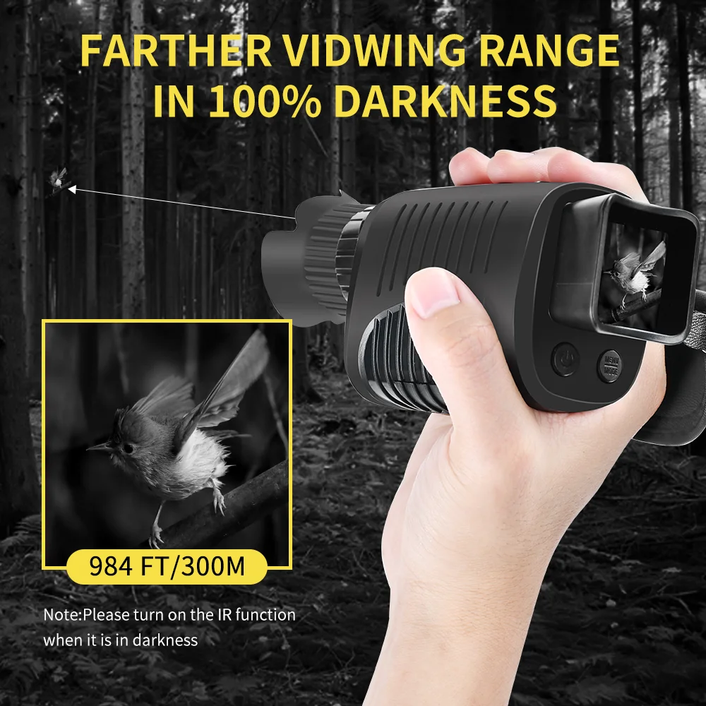 1080P HD Monocular Night Vision Device Infrared 5x Digital Zoom Hunting Telescope Outdoor Day Night Dual Use Full Dark 300m
