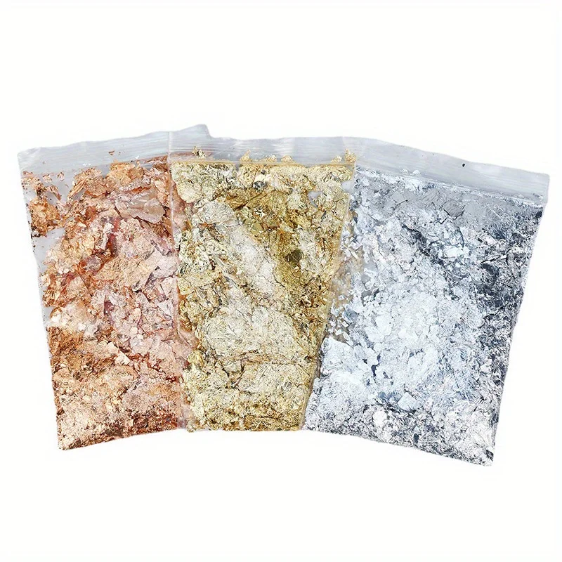 Gold Leaf Flakes for Crafting and DIY Projects – 3g Foil Sheets for Resin Art, Nail Art, and Jewelry Making