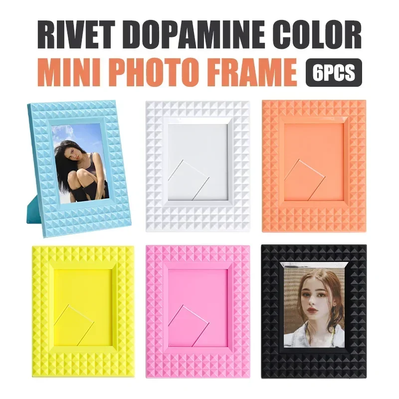 Dopamine 컬러 인스탁스 미니 포토 프레임, 수직 3 인치 포토 스타 카드, 폴라로이드 소형 포토 프레임, 6 개