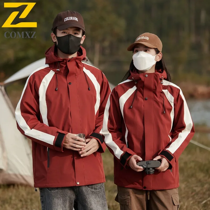 COMXZ Multi Functional Mens Jacket Lightweight Outdoor Rock Climbing Hooded Street Fashion Windproof Autumn Zipper Clothing