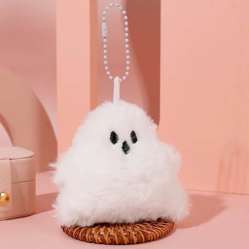 Funny White Ghost Keychain Cute School Bag Pendant Doll Key Chains Kawaii Plush Keyring Car Keychain Accessories Children's Gift