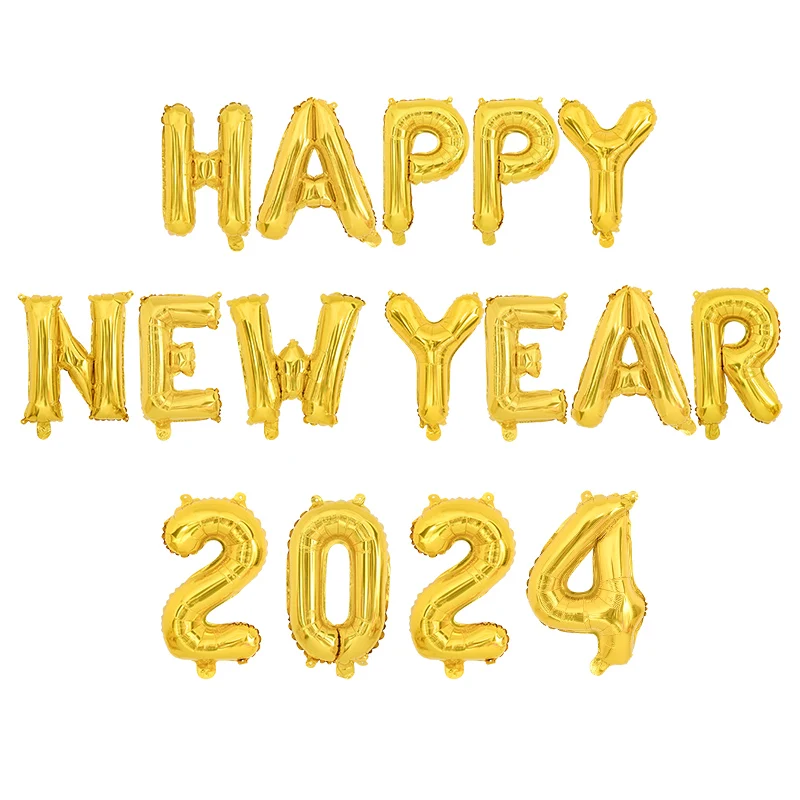 

16inch Happy New Year 2024 Balloon Number Letter Foil Balloons Christmas New Year Eve Festival Party Decorations For Home Globos