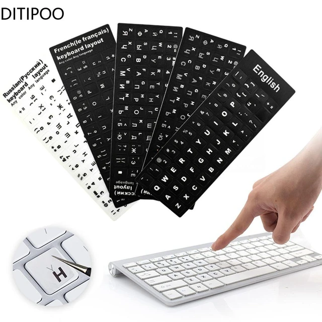 Pegatinas de teclado para ordenador portátil, diseño del alfabeto, ruso,  español, portugués, árabe, coreano, francés, hebreo, japonés, PC de  escritorio - AliExpress