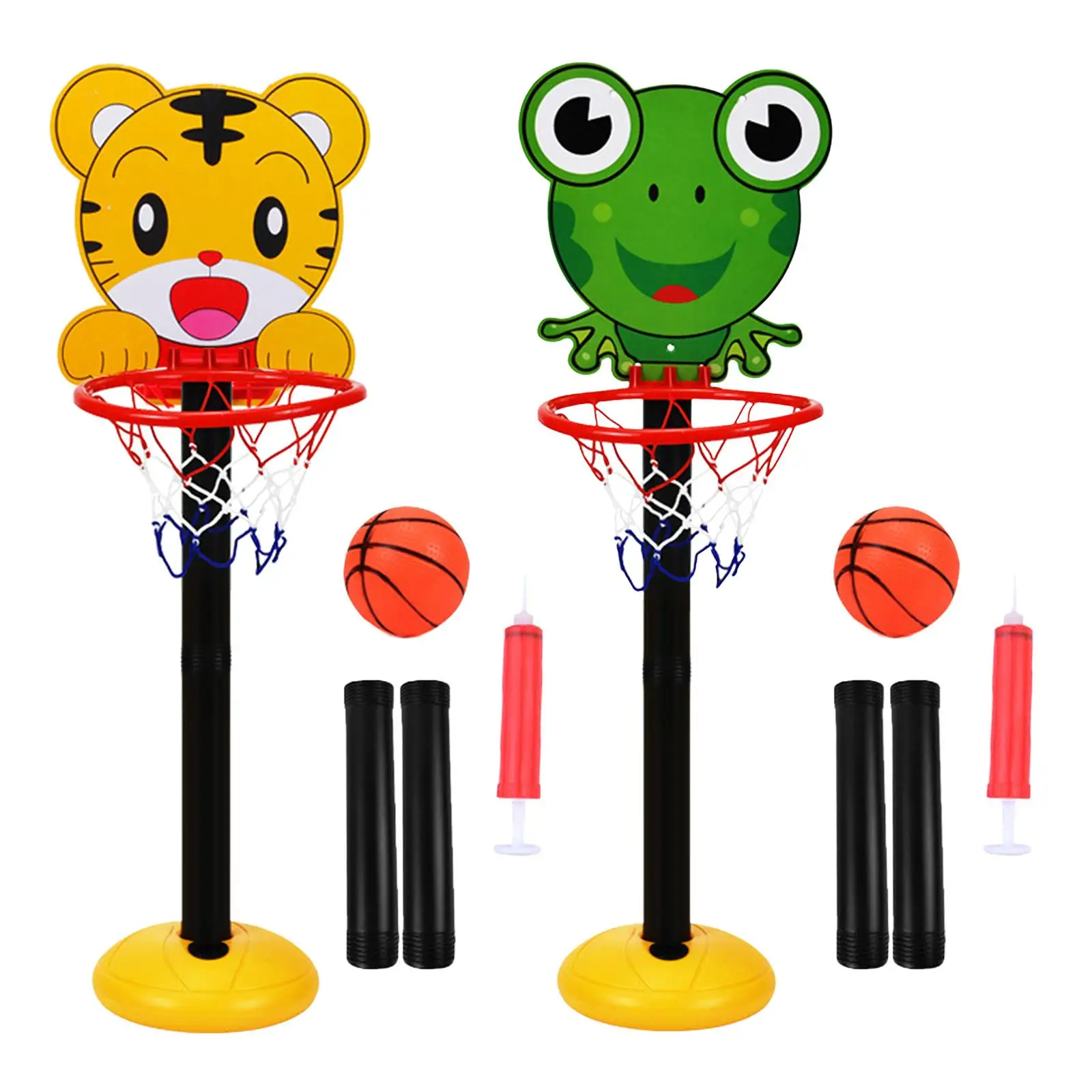 

Cartoon Basketball Hoop Stand Kit Adjustable and Ball with Net Kids Children