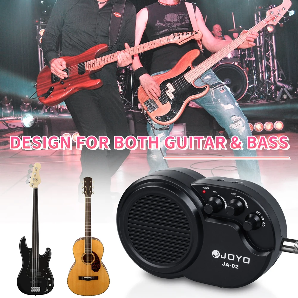 JA-02 Portable 3W Guitar Amplifier Volume & Tone Adjustment 3.5mm Headphone Jack