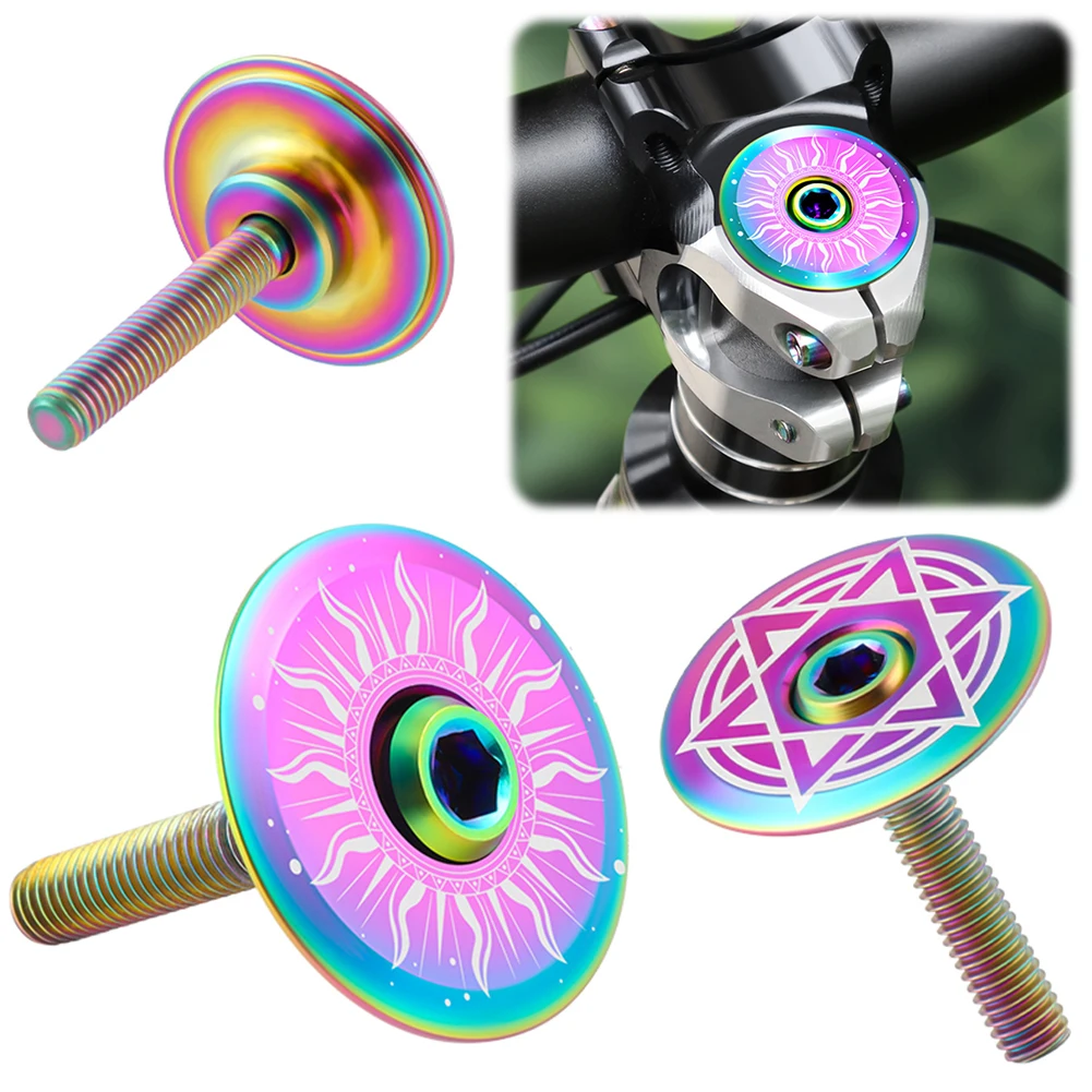 Tappo Superiore Per Sterzo Bici Sourcing Map – 31,8 Mm, Motivo Fiocco Di Neve, Lega Alluminio Rosa - 3