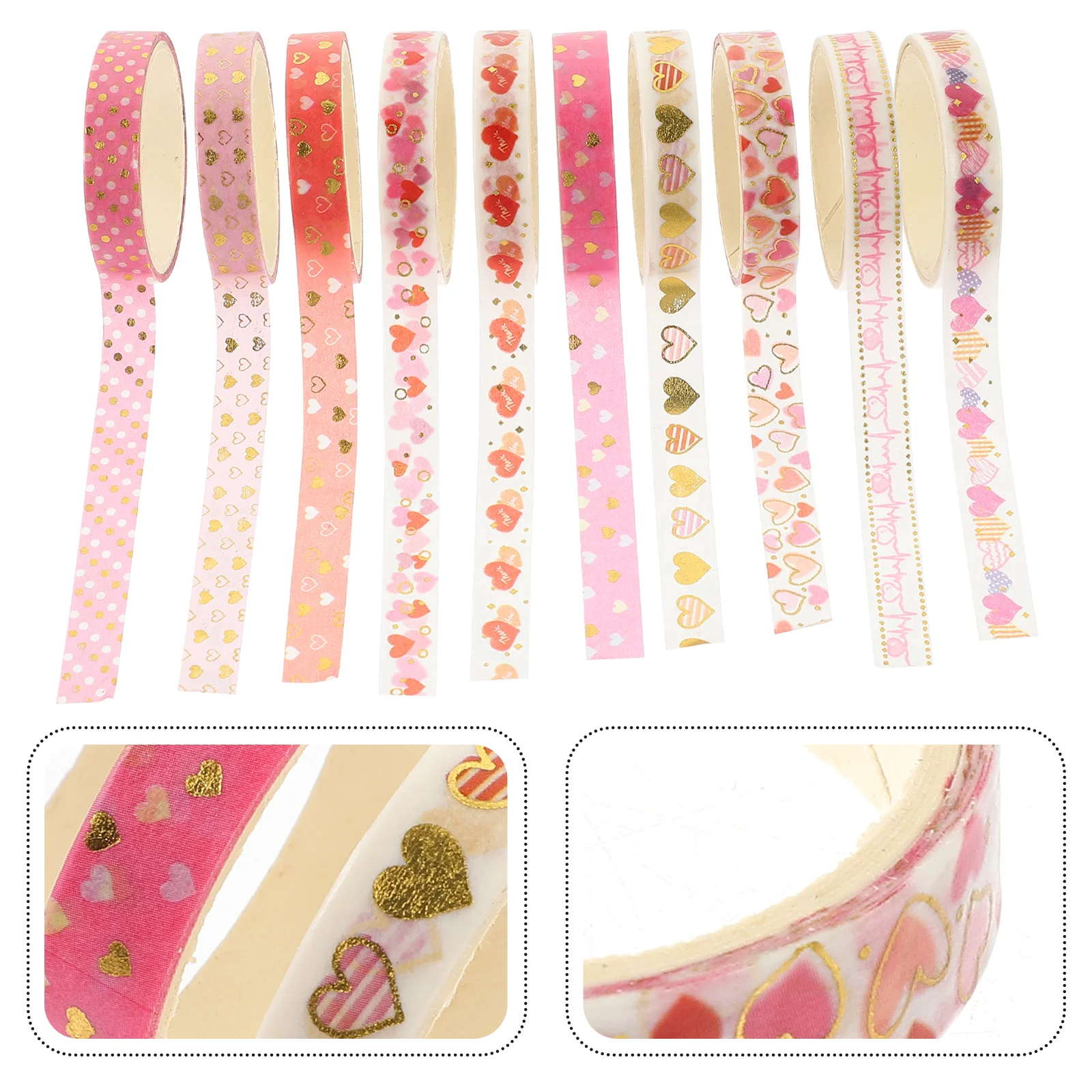 

10 Rolls Hot Stamping Washi Tape DIY Scrapbook Tapes Crafts Adhesive Heart Paper Japanese Multi-purpose Decorative