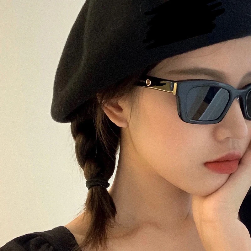 Female Dark Glasses, Solid Color Anti-UV Rectangular Sunglasses Eyewear for Outdoor Activities