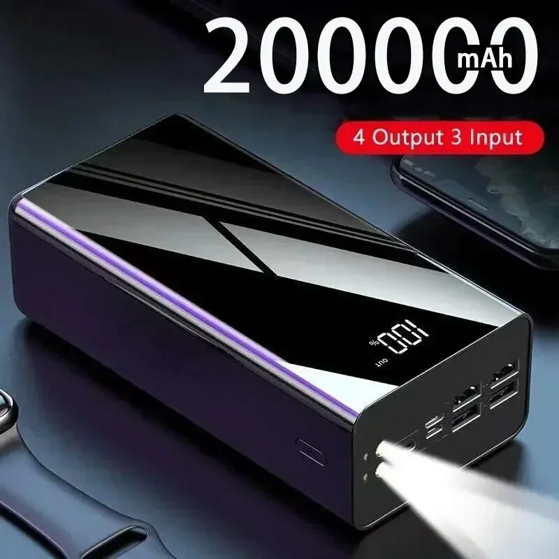 

Power Bank 200000mAh Portable Fast Charging PowerBank 100000 mAh 4 USB PoverBank External Battery Charger For Xiaomi Mi 9 iPhone