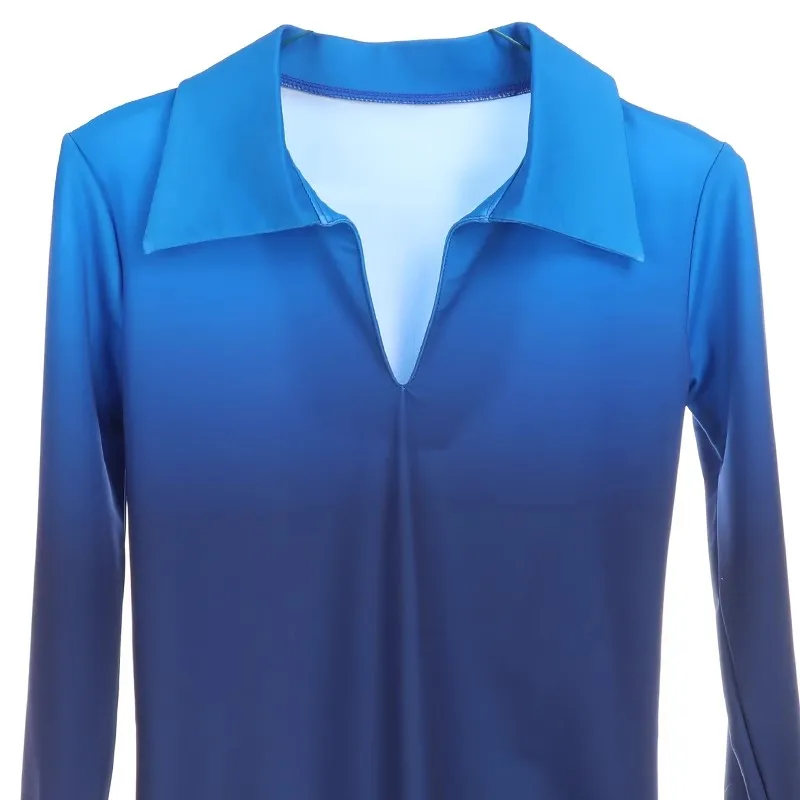 Nasinaya Boys Man Figure Skating Performance Clothing Competition Ice Skating Leotard Kids Blue Gradient