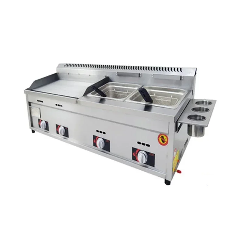 Gas Griddle Fryer All-In-One Machine Commercial Pancake Maker Grilled Squid Teppanyaki Equipment Gas Fryer Oden Frying Pan 5