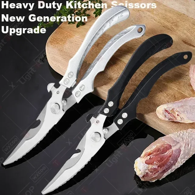Ciseaux de cuisine professionnels, ciseaux multifonctionnels pour os de poulet, coupe-viande, canard, poisson, volaille, manche en plastique 2