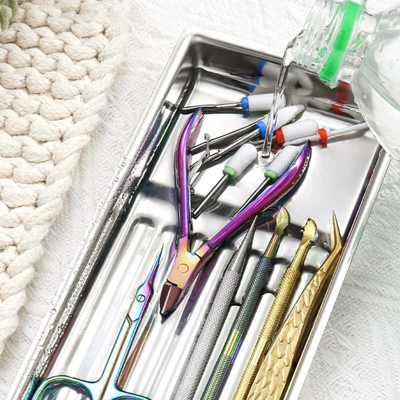 Stainless Steel Nail Tool Special Disinfection Tray Nail Tools Portable Storage Plate Tool Display Rack nail art tools nail tool sterilizer manicure tool disinfection box
