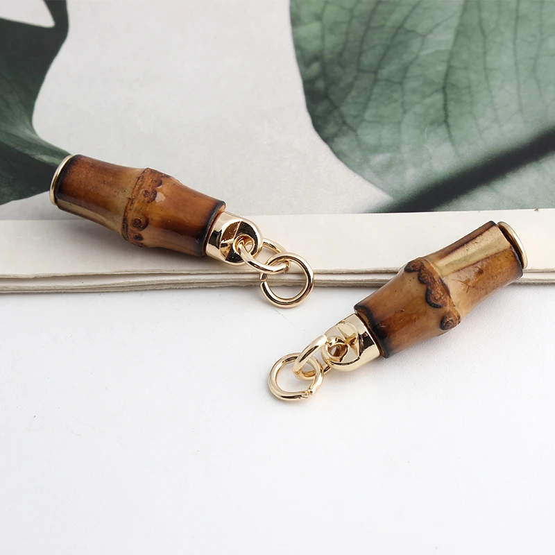 5-20-100 pieces 3 styles Real bamboo hanger connects handbags hand pull double round head bamboo buckles decoration