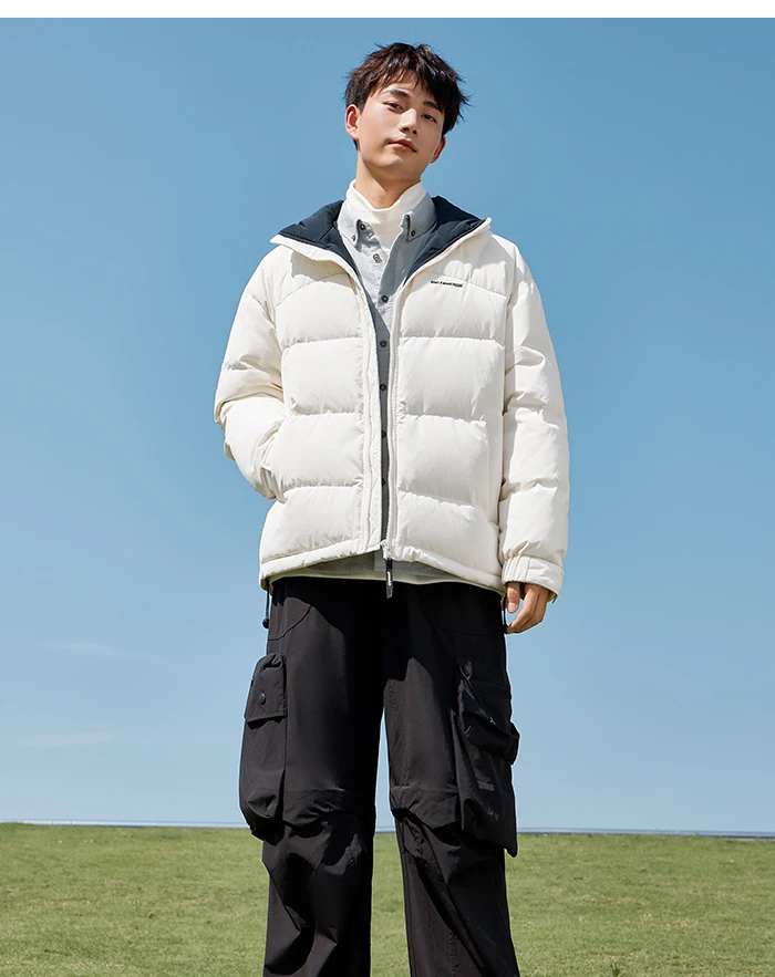 Down Jacket Winter New Three-Proof Top Contrasted Color Versatile Genderless Texture Jacket