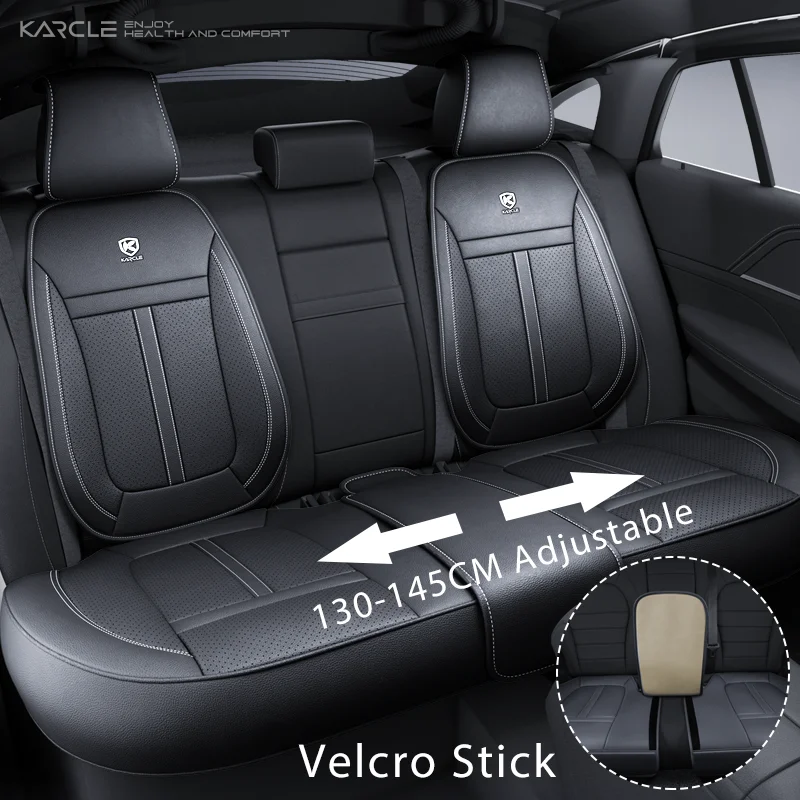 PU Leather Car Seat Covers Full Set 360&deg;Surrounded Adjustable Waterproof Front Back Seat Pad