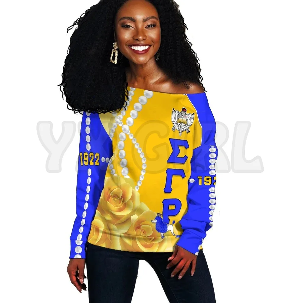 YX GIRL Sigma Gamma Rho Yellow Tea Rose 3D Printed Novelty Women Casual Long Sleeve Sweater Pullover