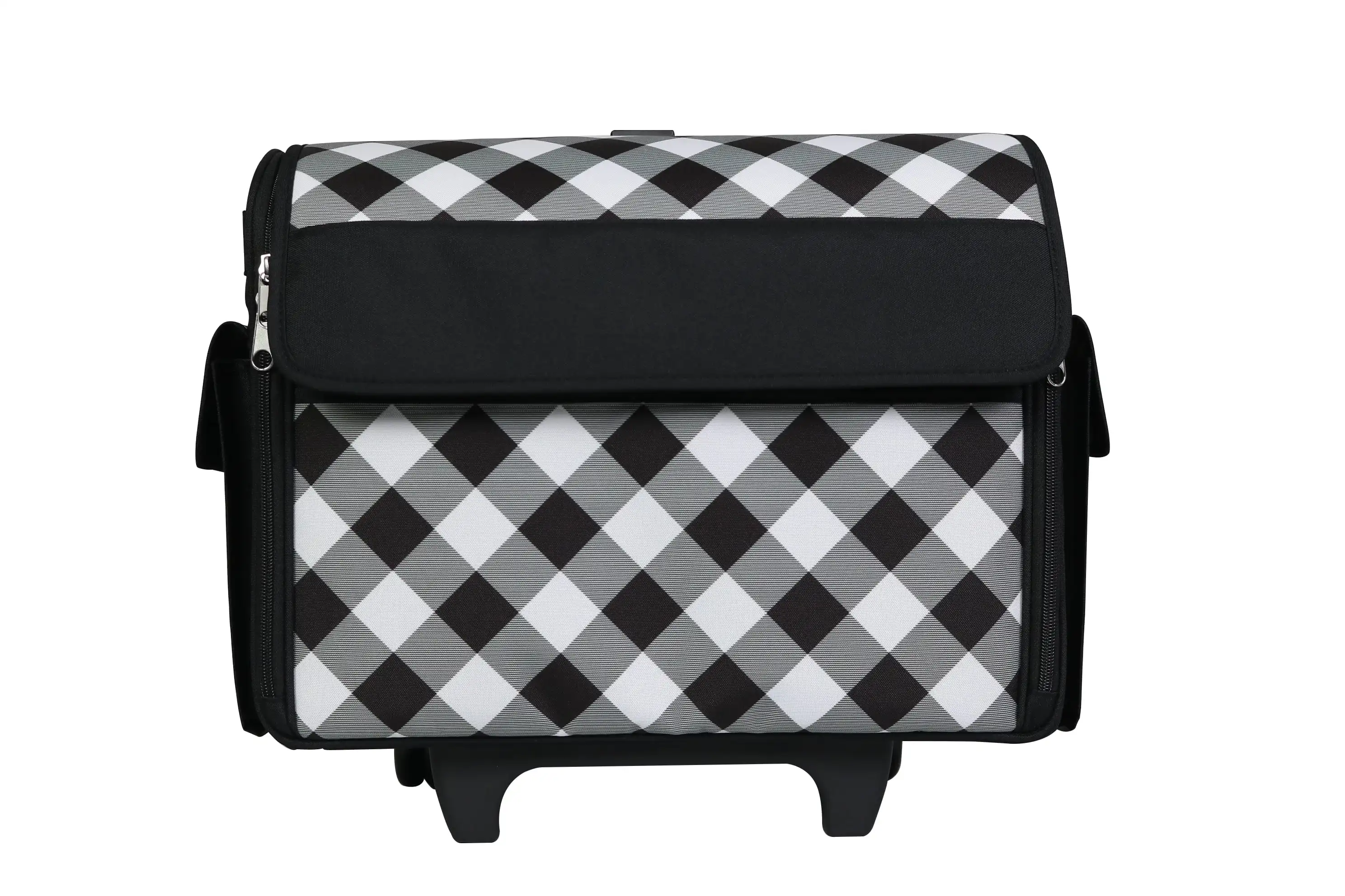 Rolling Sewing Machine Storage and Transport Tote, 600D Polyester alo Check with Wheels