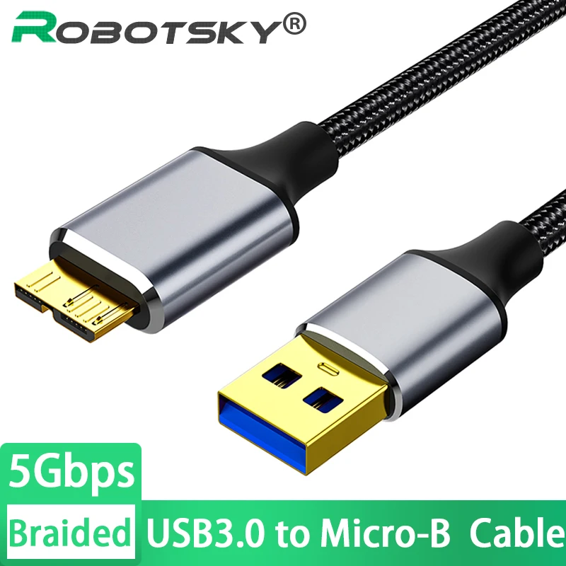 

USB 3.0 to Micro-B Data Cable 5Gbps High-speed Transmission Cable for Samsung S5 Note 3 HDD External Hard Drive Disk Cable Cord