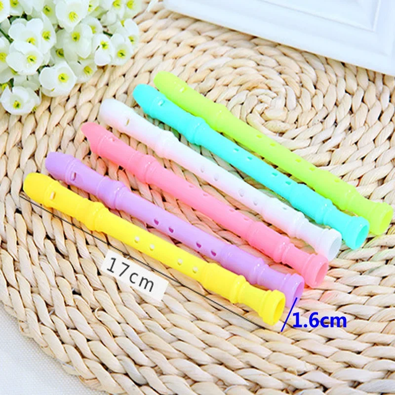 4pcs School Stationery Candy Color Mini Clarinet Shape Gel Creative Cartoon Flute Pen Student Gifts Education Study Supplies