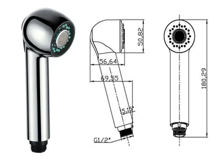 Description Picture 2 of itemKitchen Handheld Pull Out Faucet Water Sprayer Head G1/2 Mixer Tap Bathroom Faucet Replacement Shower Head Mutifuction Nozzle