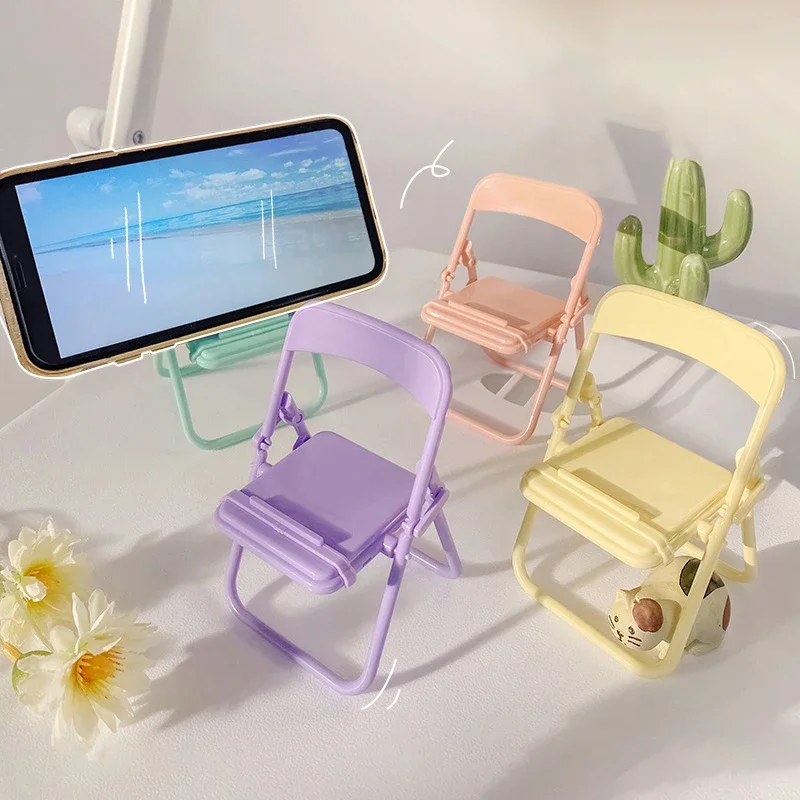 Cute Mini Chair Phone Holder Adjustable Desktop Stand Kawaii Tablet Support Desk Organizer
