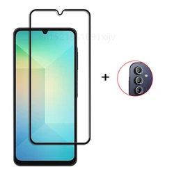 Full Cover Tempered Glass Screen Protector with 9H Hardness & Protective Lens Film - Samsung  A16 (1 Glass 1 Lens)