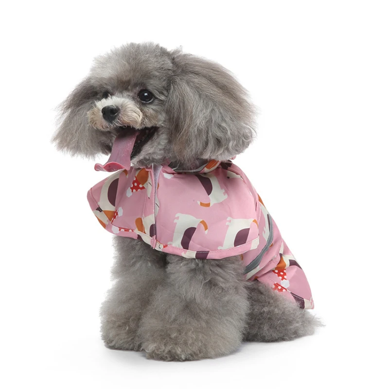 Four-legged Raincoat With Hood For Dogs