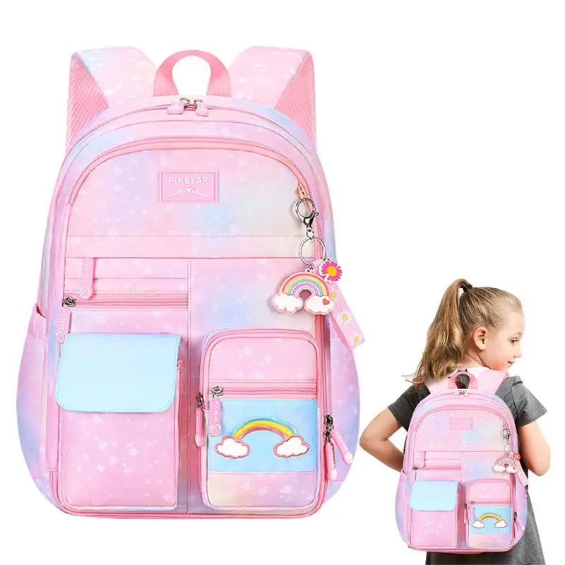 School Bookbags Environmental School Backpacks Gradient Pink Elementary School Bag Rainbow Backpack School Bookbags With Widened
