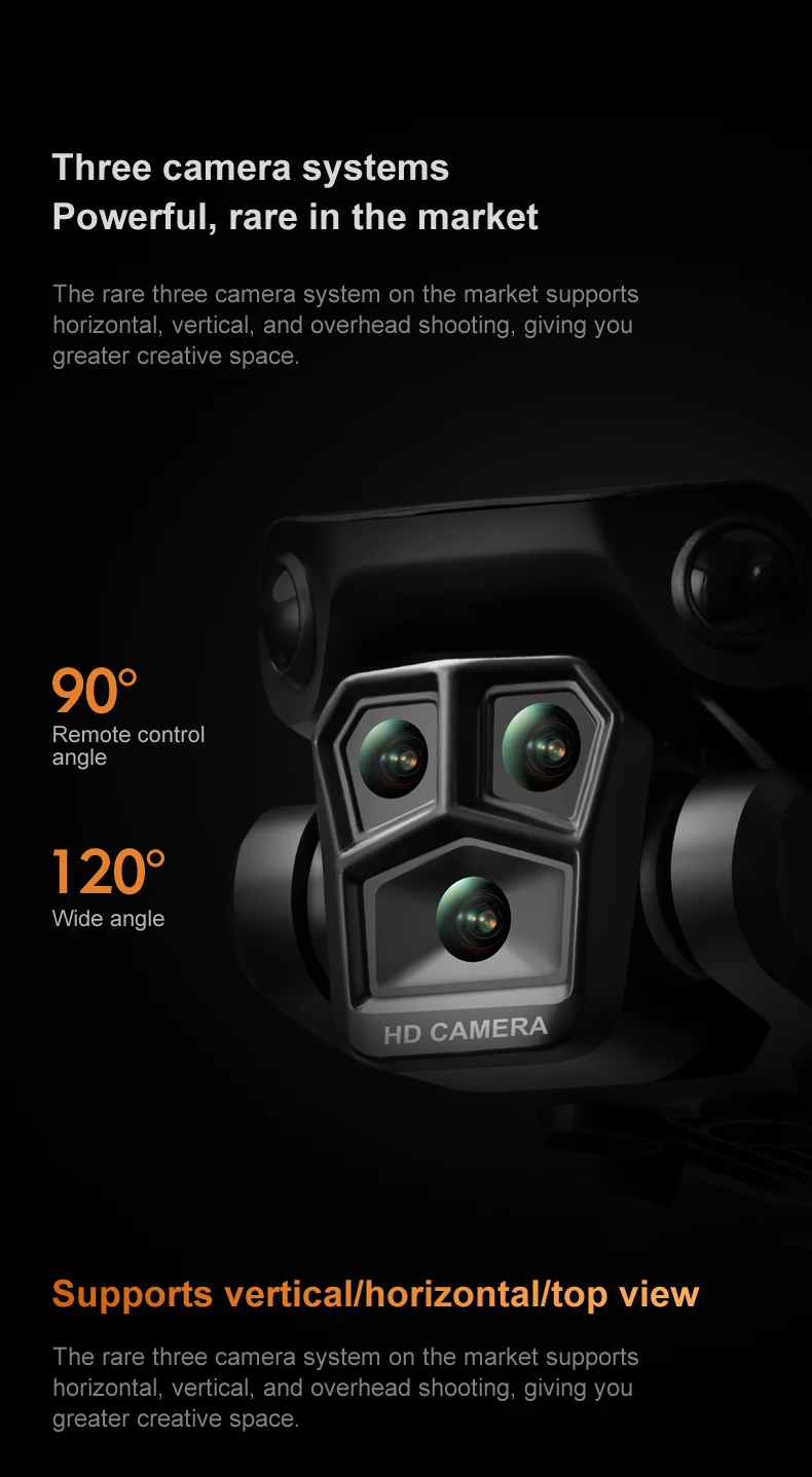 K6 Max Drone, the rare three camera system on the market supports horizontal; vertical, and