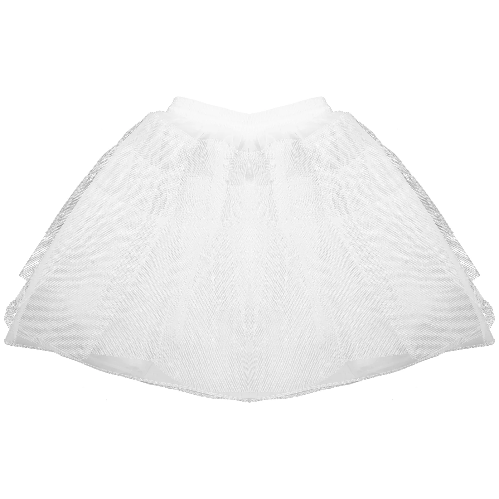 45cm Tutu Skirt Crinoline Bone Short Skirt Brace Pannier Four-layer Gauze Performance Dress for Woman Girl LAdy (White)