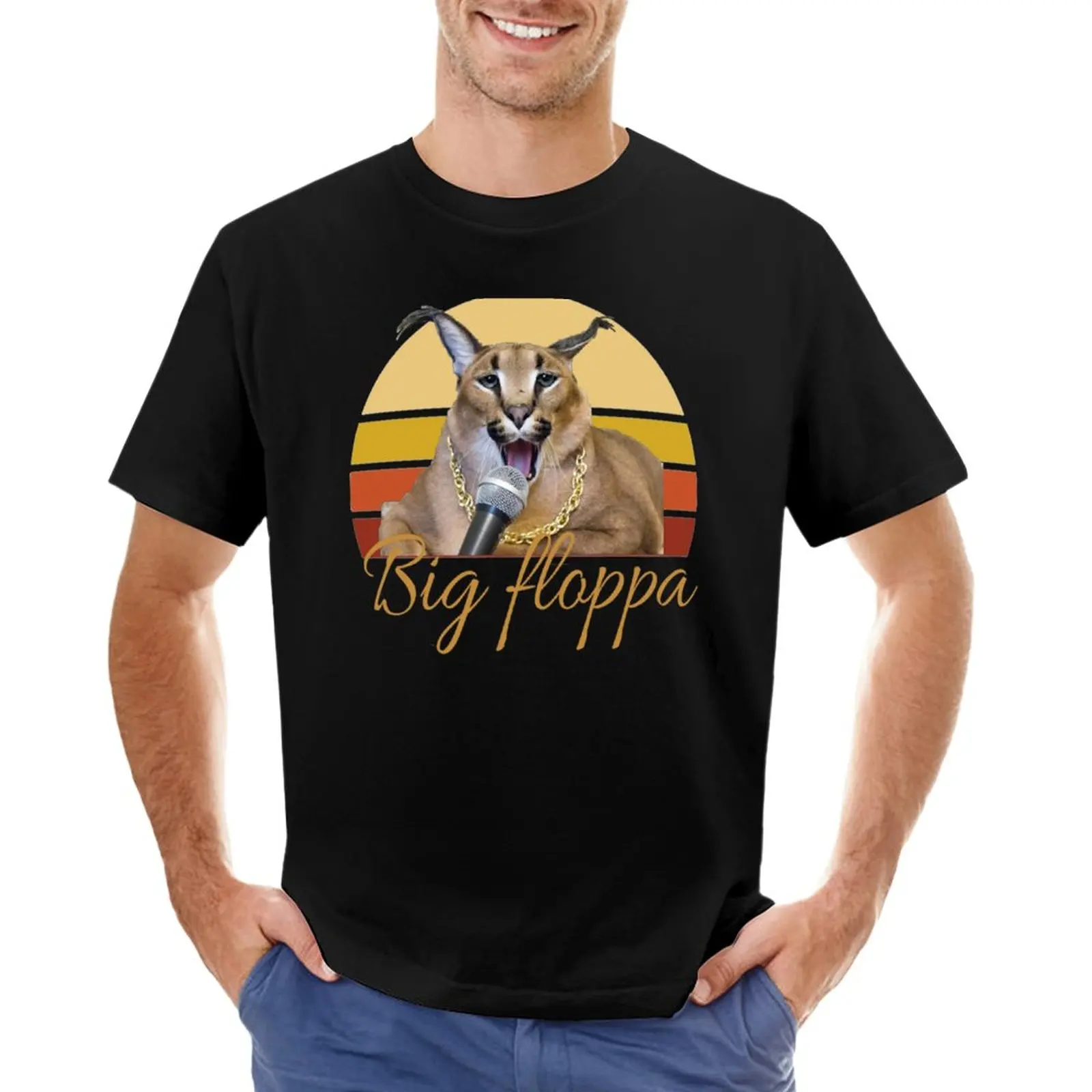 

big floppa (2) T-Shirt boys animal print summer top summer tops graphics mens clothing
