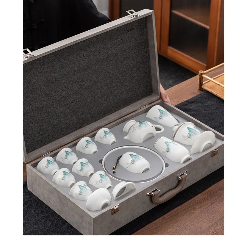 

Овечья кожа, нефрит, белый фарфор, искусственная кожа, роскошная Высококачественная новая крышка, чаша, чайник, чашка, подарочная коробка