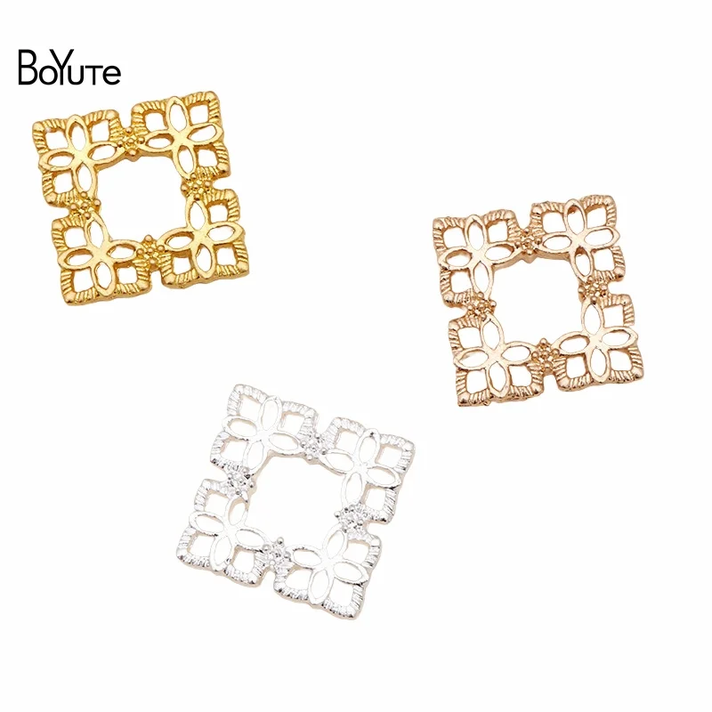 

BoYuTe (200 Pieces/Lot) 15*15mm Metal Alloy Hollow Square Hand Made Materials DIY Hair Jewelry Accessories