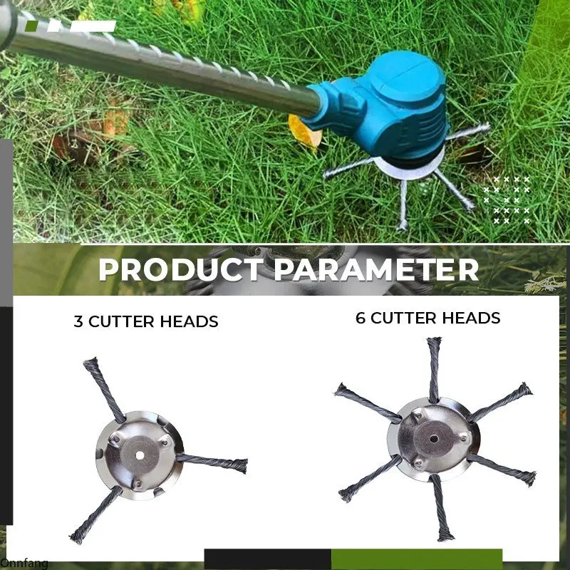 Steel Grass Trimmer Head 3 or 6-Cutter Brush cutter Wire Weed  Brush Fit Straight Shaft Brushcutter Removal Moss Rust