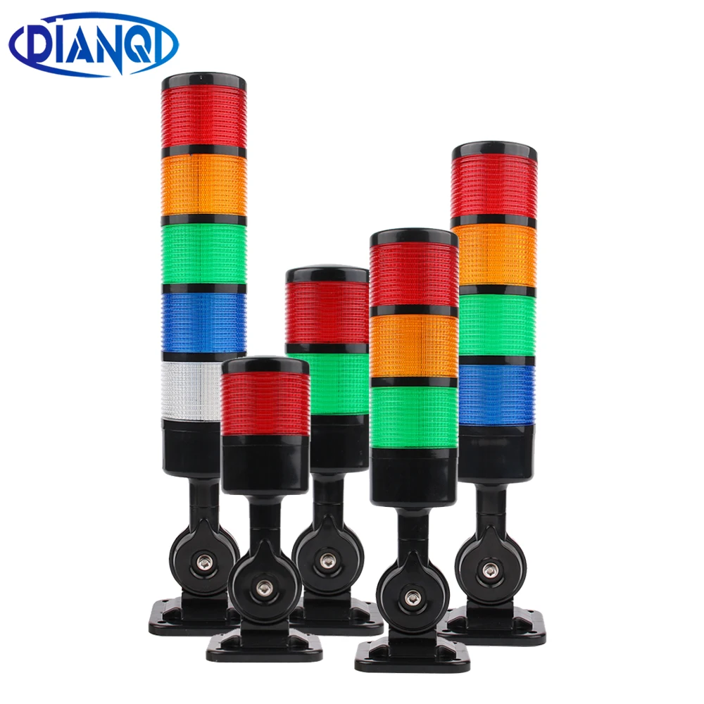 55mm Warning Stack Light With Sound 5 layers Plastic Steady Flashing lamp LED Rotatry Base 12V 24VDC 110V 220VAC for CNC machine